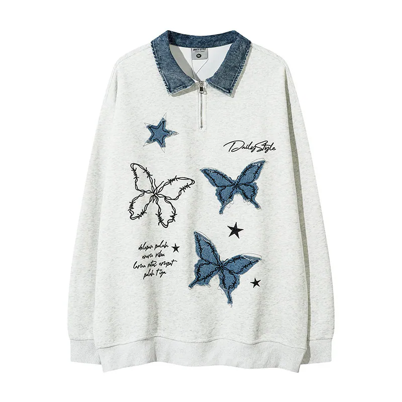 Vintage Half-Zip Butterfly Top