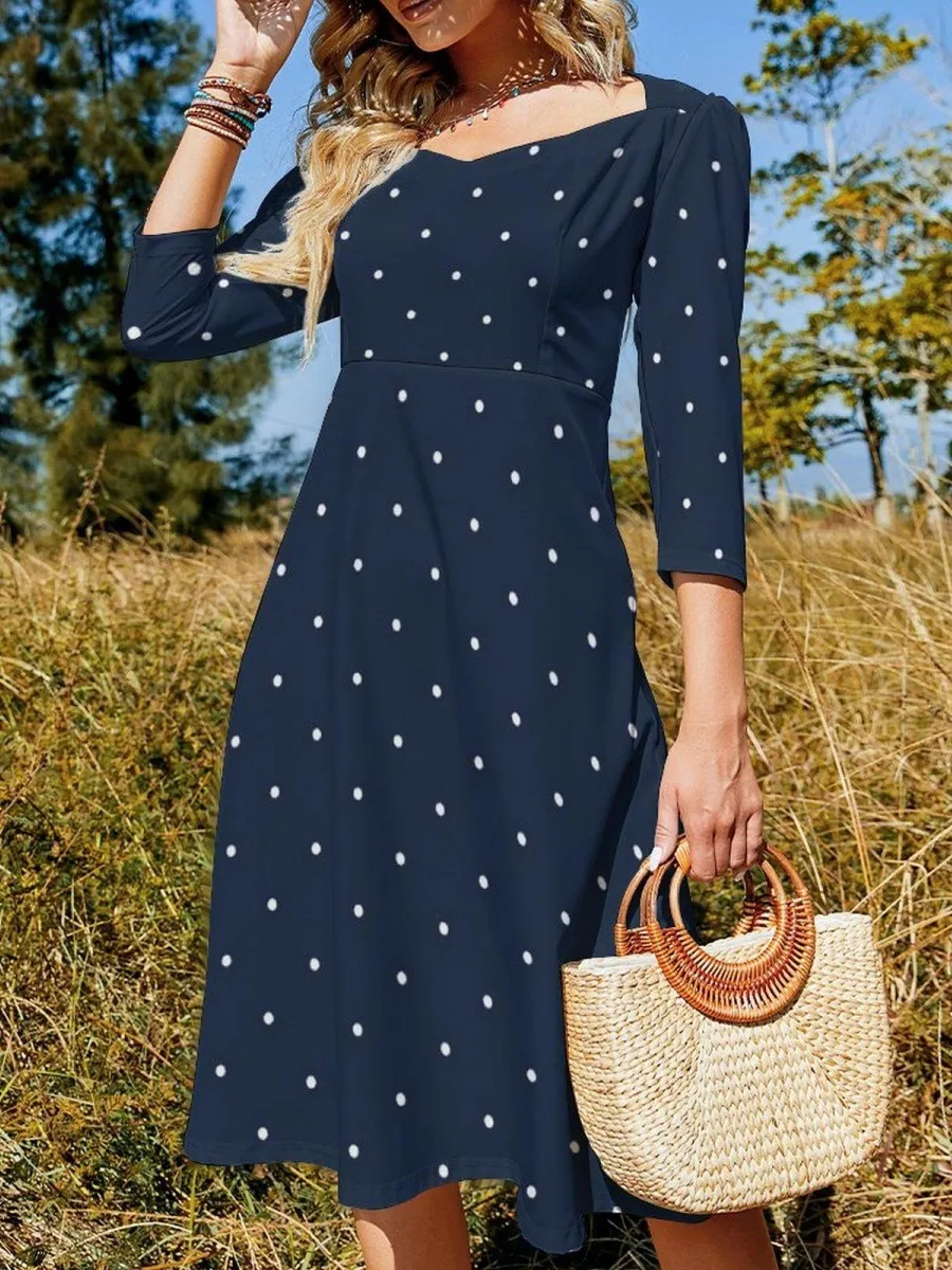 Vintage Polka Dot Long Sleeve Dress