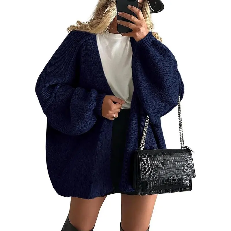 Womens Oversized Cardigan Sweaters 2025 Fall Long Lantern Sleeve Knit Open Front Lightweight Sweater Knitwear Womenswear