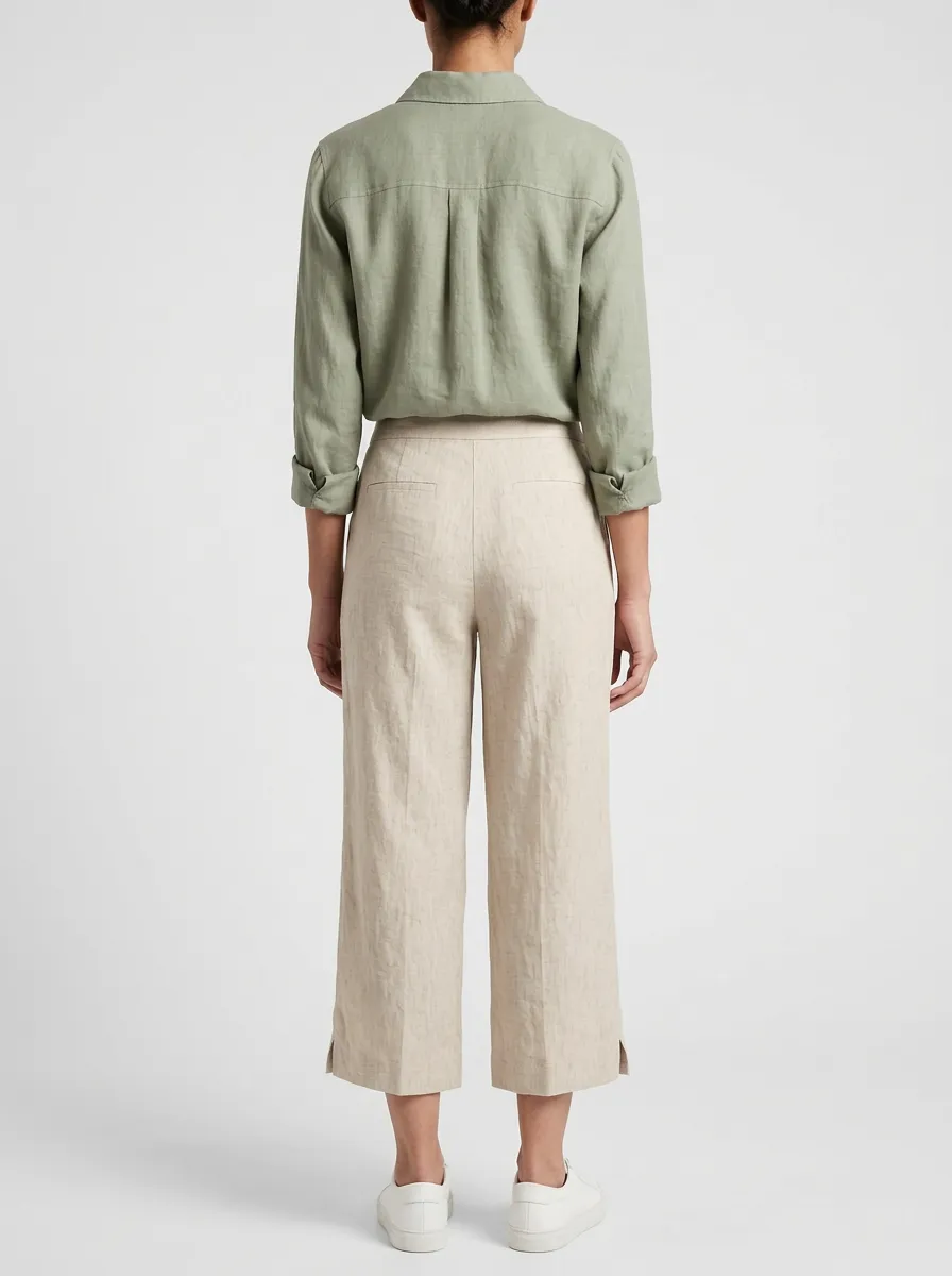 Relaxed Linen Blend Essential Women's Cropped Pants