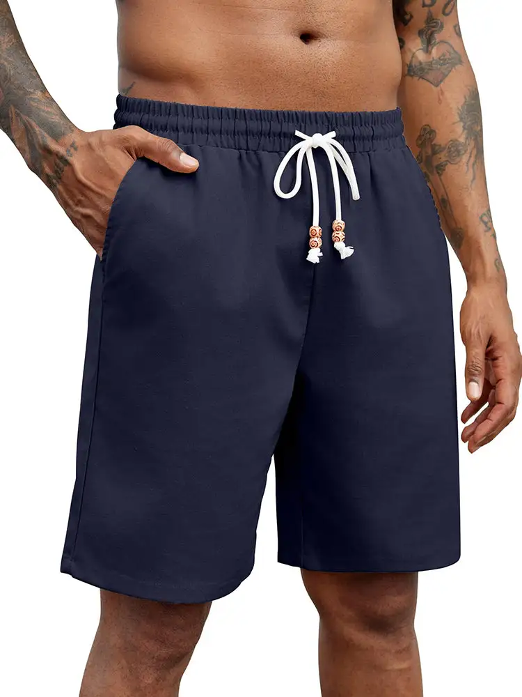Men's Casual Drawstring Linen Blend Shorts