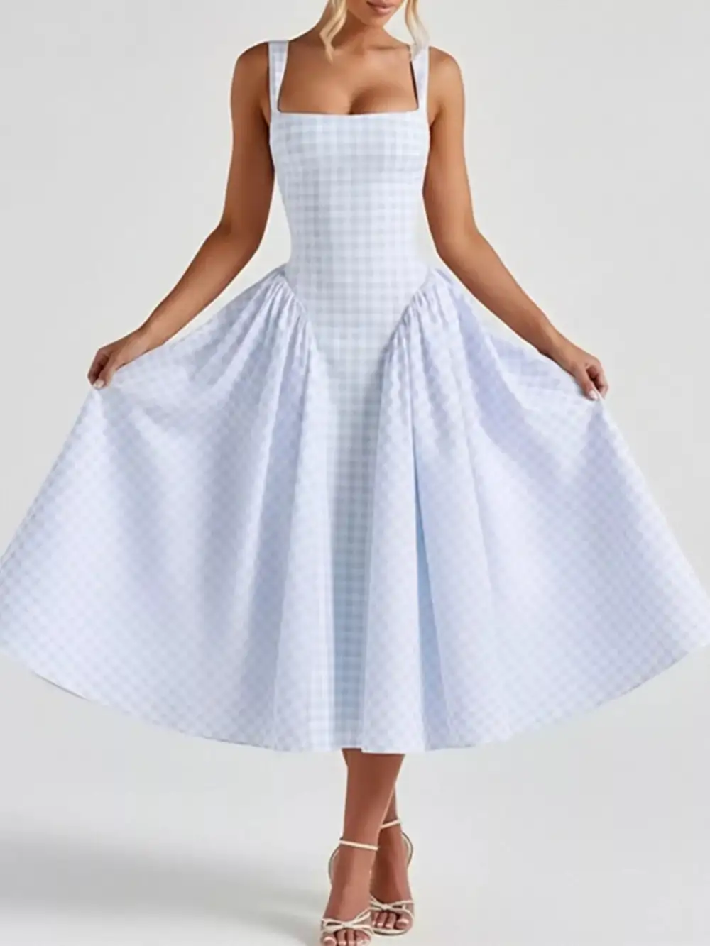 Full Size Square Neckline Midi Dress Plus Size