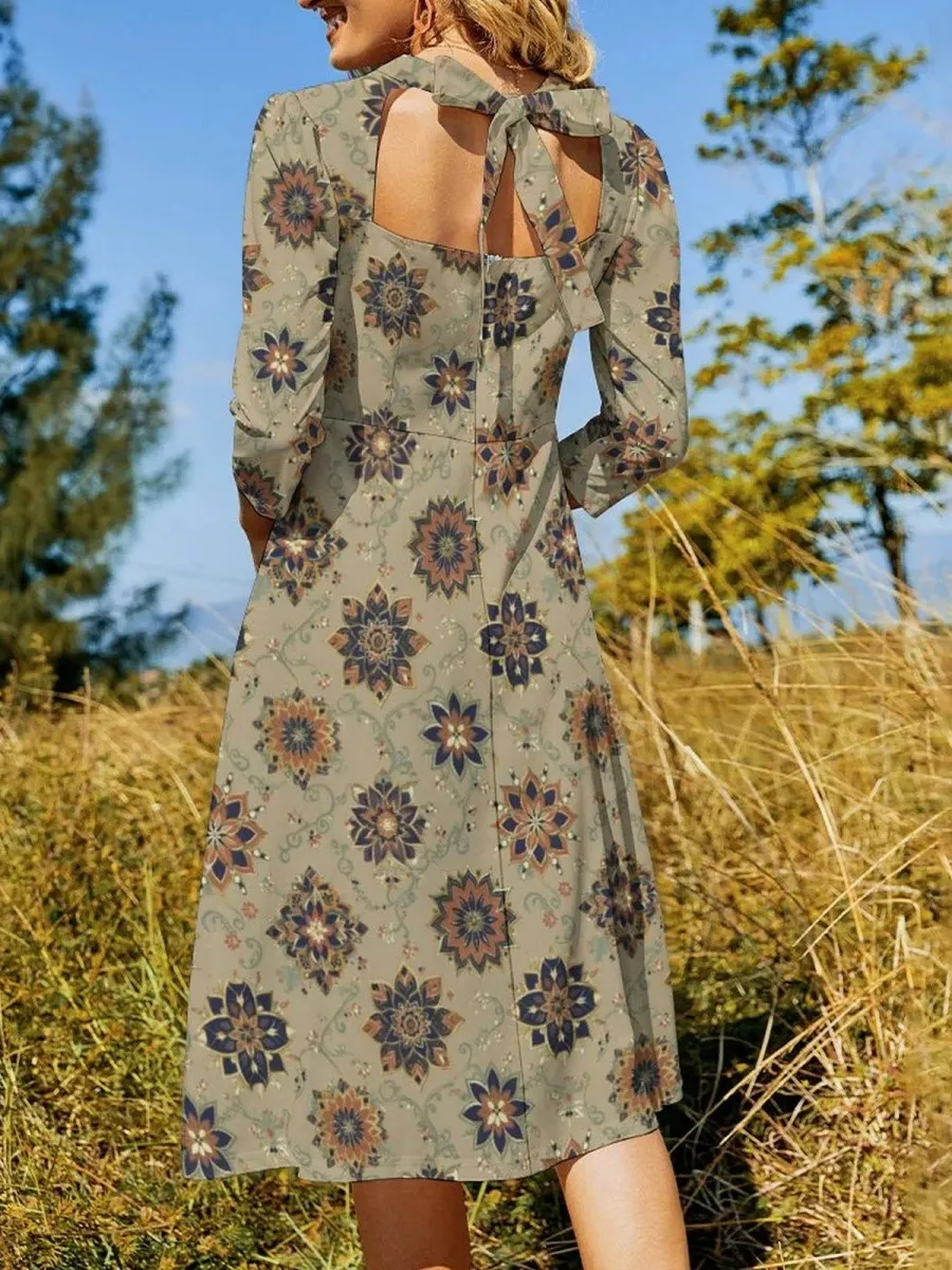 Bohemian Floral Midi Dress