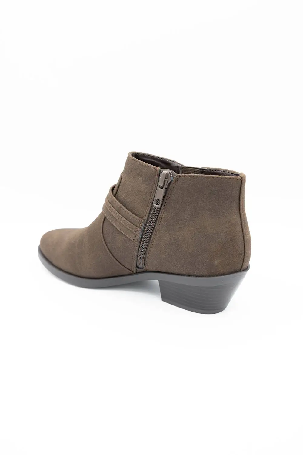 Classic Suede Zip Entry Round Toe Ankle Bootie
