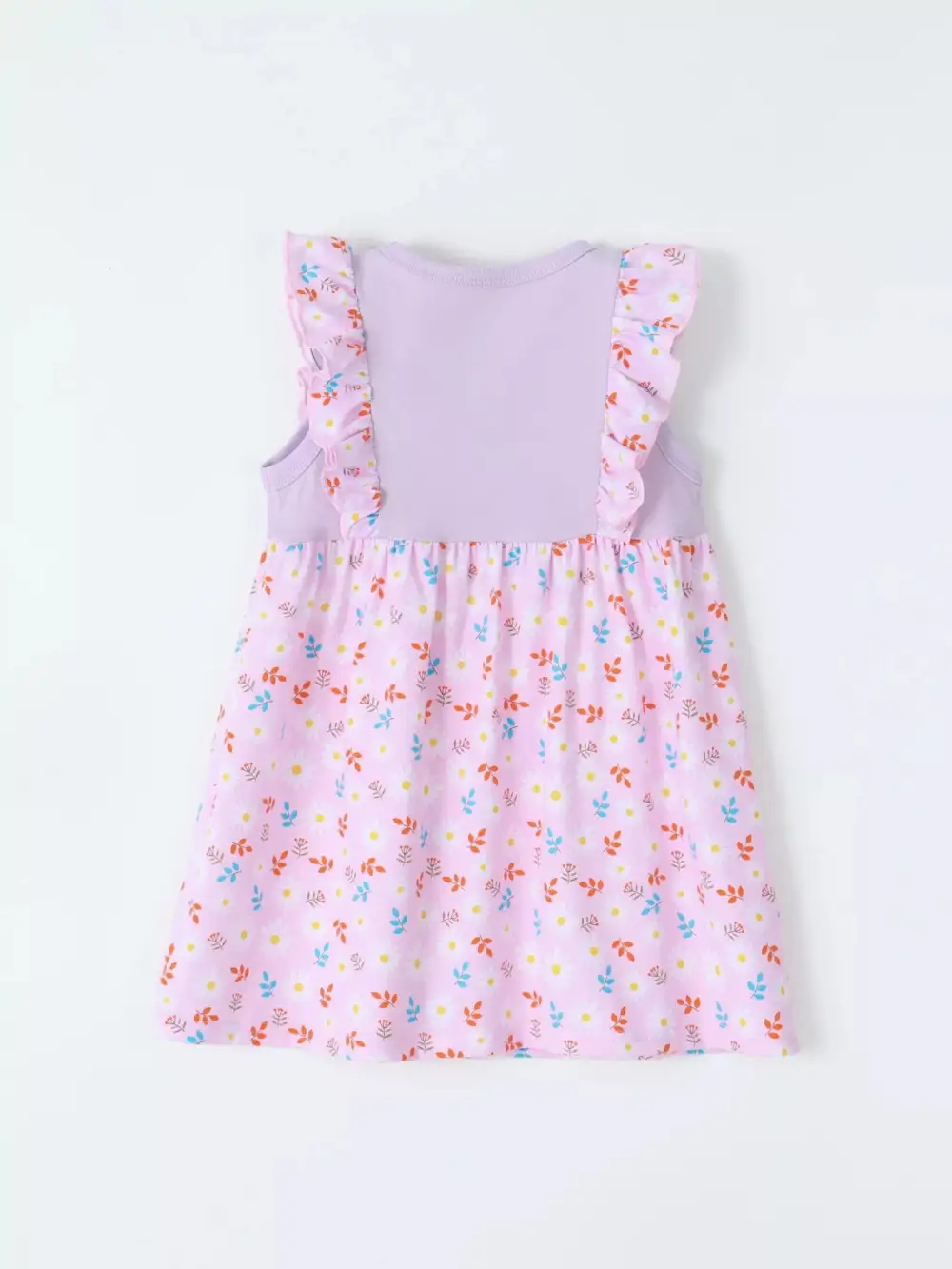 Girls Cotton Ruffled Floral Print Dress