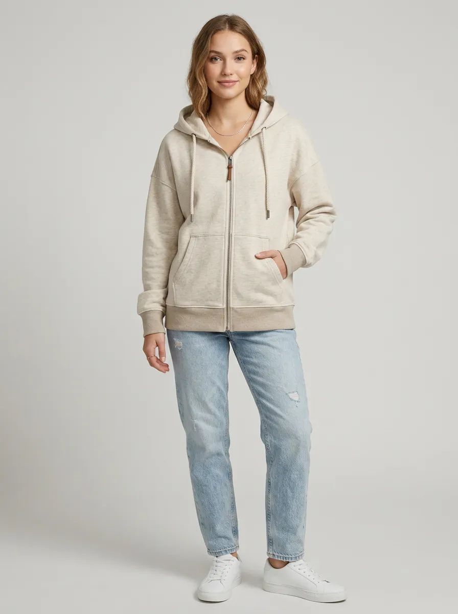 Minimal Zip-Up Women's Zip-Up Hooded Jacket
