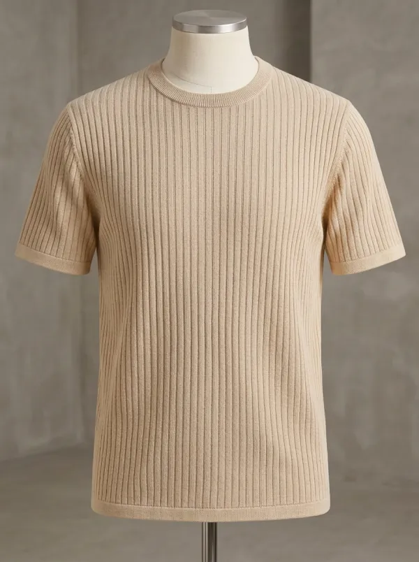 Modern Textured Men's Knit Crew-Neck T-Shirt