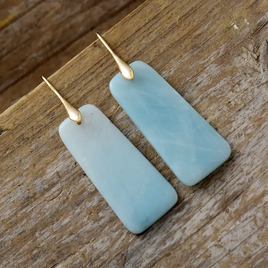 Classic Natural Stone Geometric Shape Earrings