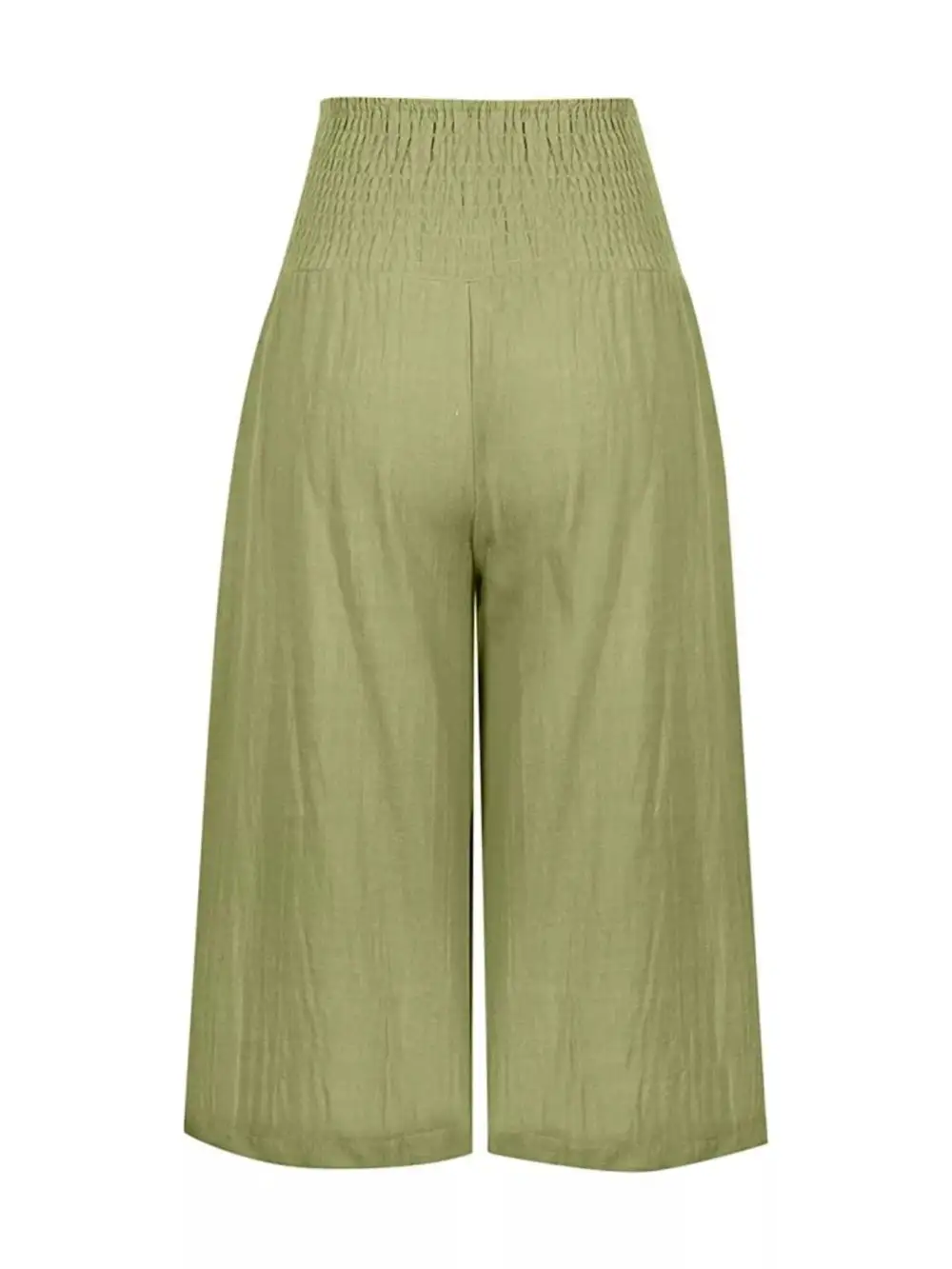 Smocked Wide Leg Capri Pants