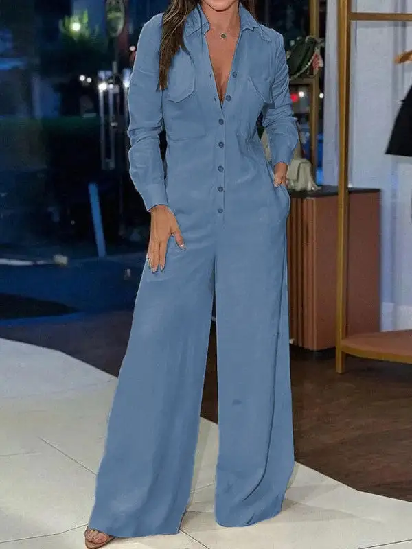 Jumpsuits Met Lange Mouwen Wijde Pijpen En Split
