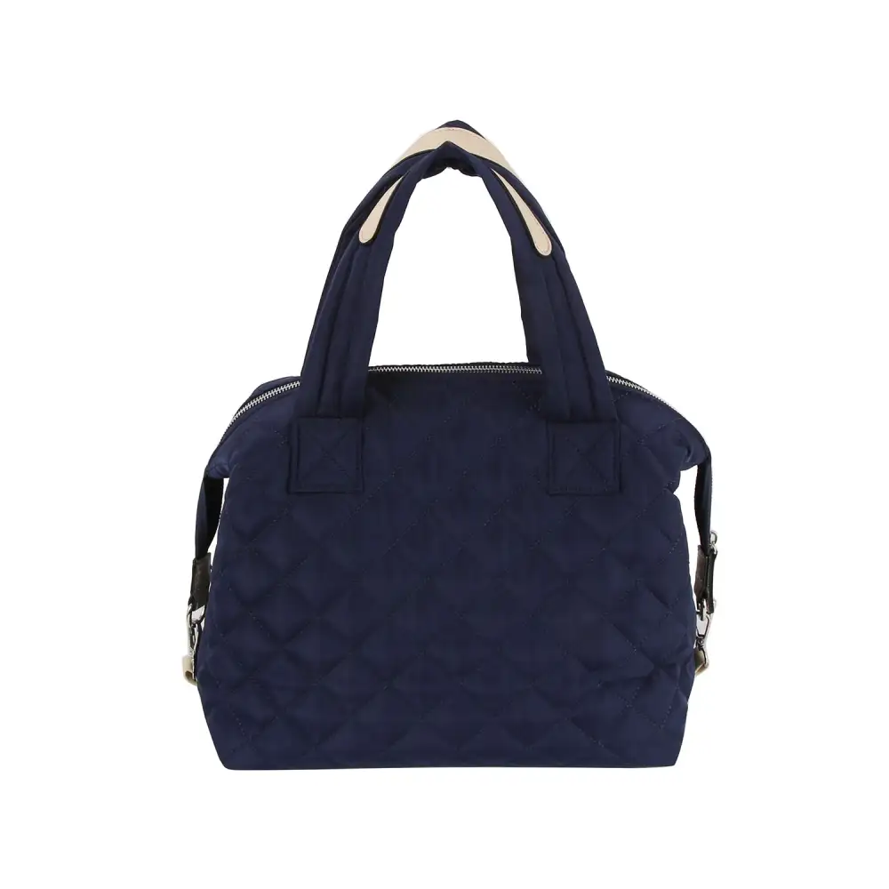 Quilted Crystal Accent Pocketed Satchel Shoulder Bag