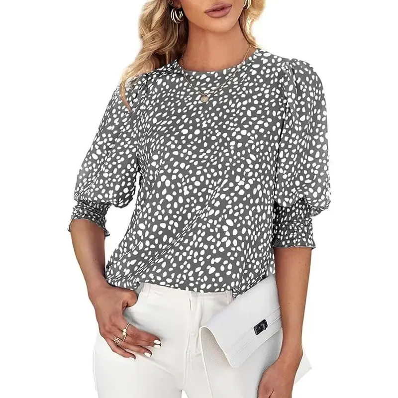 Women's Polka Dot 3/4 Sleeve Blouse