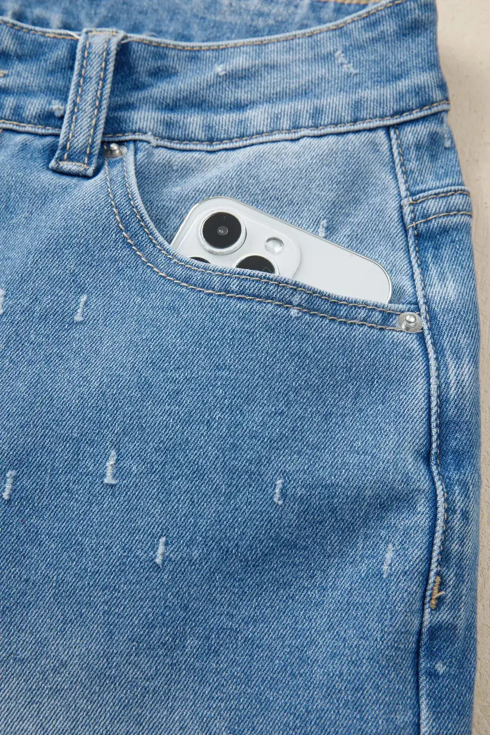 Raw Hem Distressed Denim Jeans