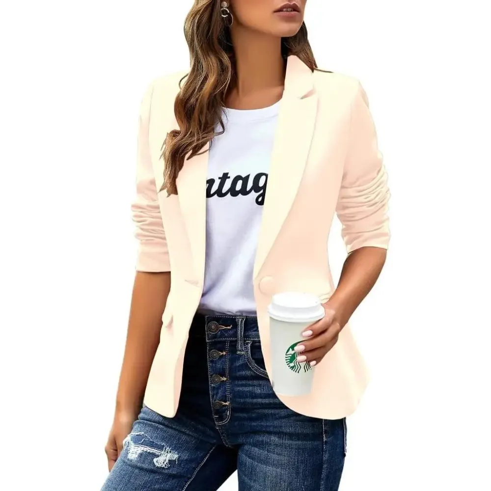 Women’s Slim Fit Office Blazer – Long Sleeve Lapel Jacket