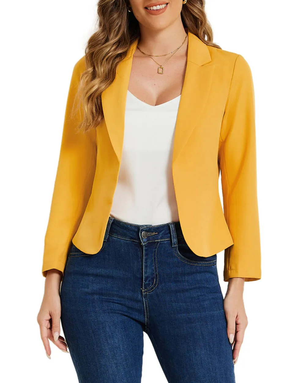Casual Open Front Crop Suit Blazer Jacket