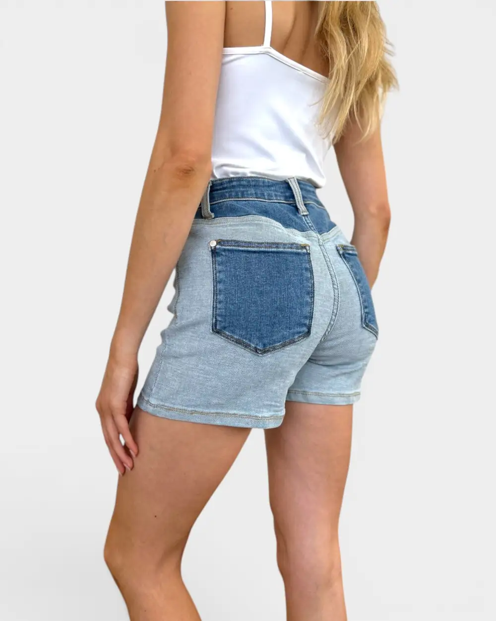 Tone High Rise Denim Shorts