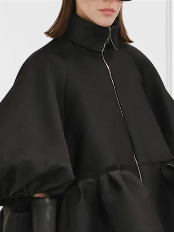 Relaxed Zip-Front Casual Outerwear Jacket