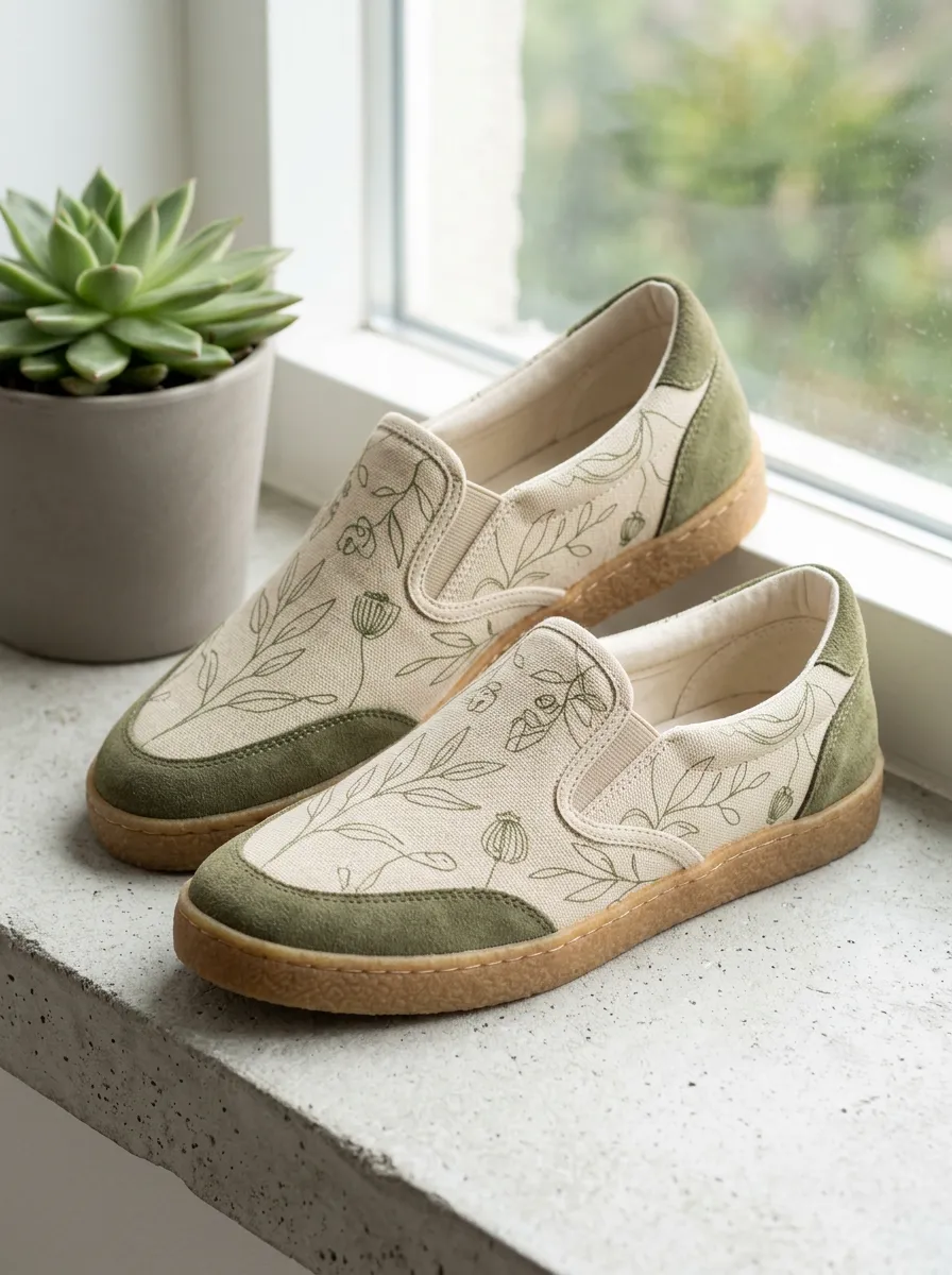 Women's Botanical Floral Creative Slip-On Skate Shoes