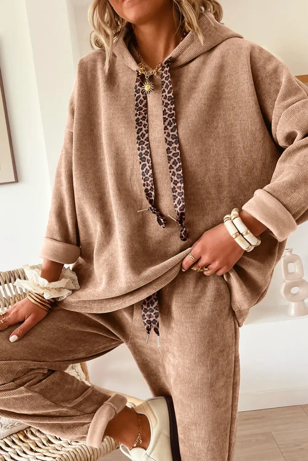 Drawstring Pullover Soft Pants Lounge Set Comfort