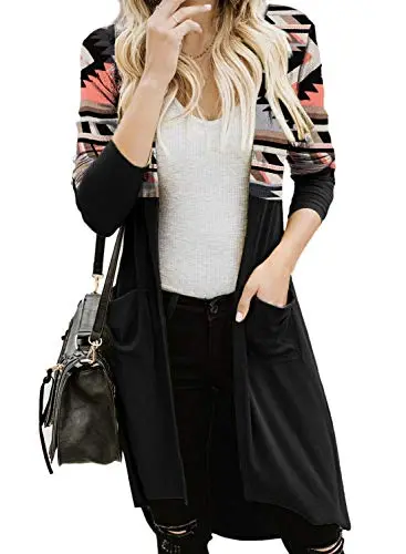 Womens2022FashionCasualOpenFrontPrintedCardigansSweatersThinCoatsJacketsOuterwear