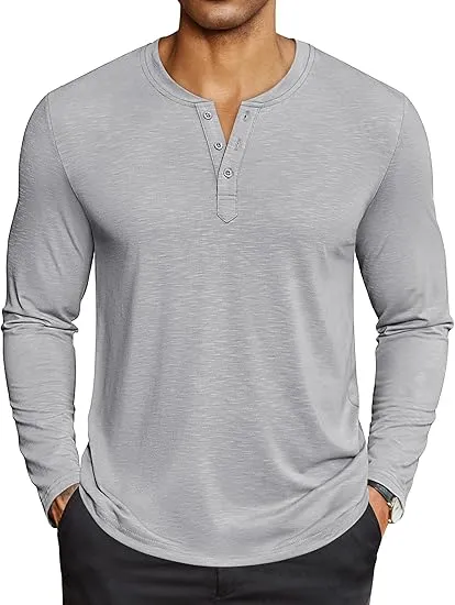🧍‍♂️ Men’s Henley Long Sleeve Shirt – Lightweight, Soft & Everyday-Ready