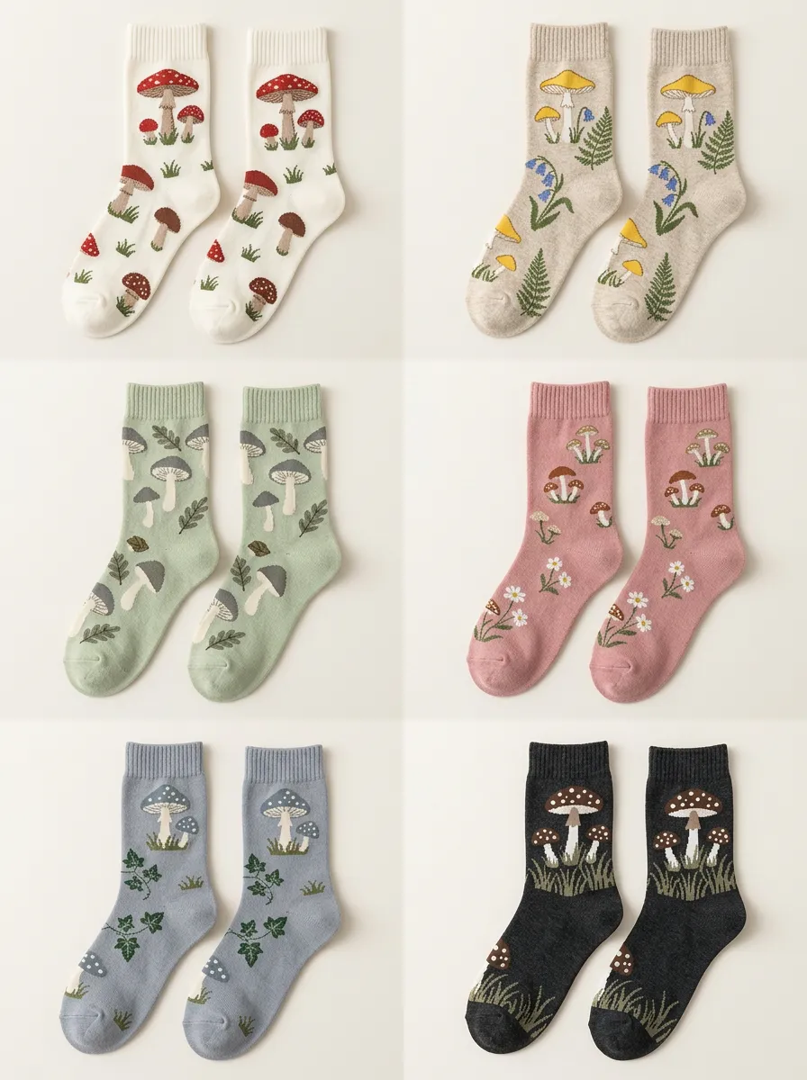 Women's Mushroom Woodland Crew Sock Set