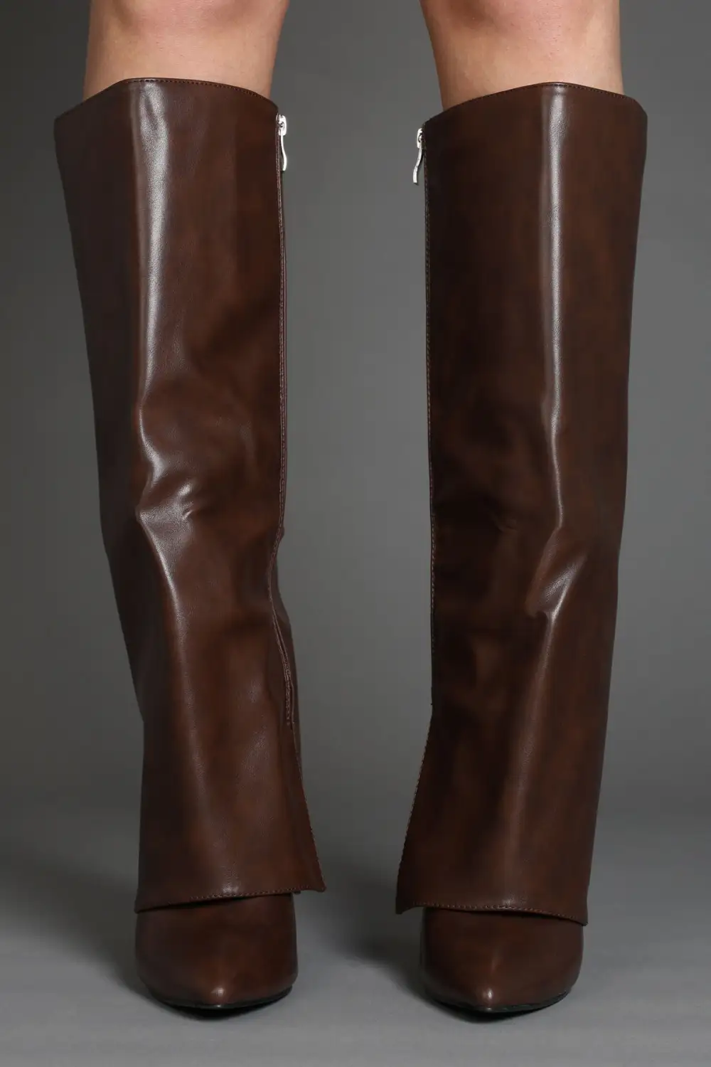 Stiletto Slouch Fold-Over Pointed Toe Knee High Boots