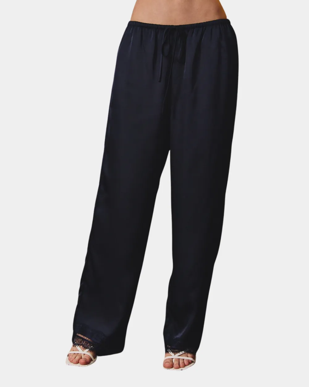 Lace Trim Satin Pants
