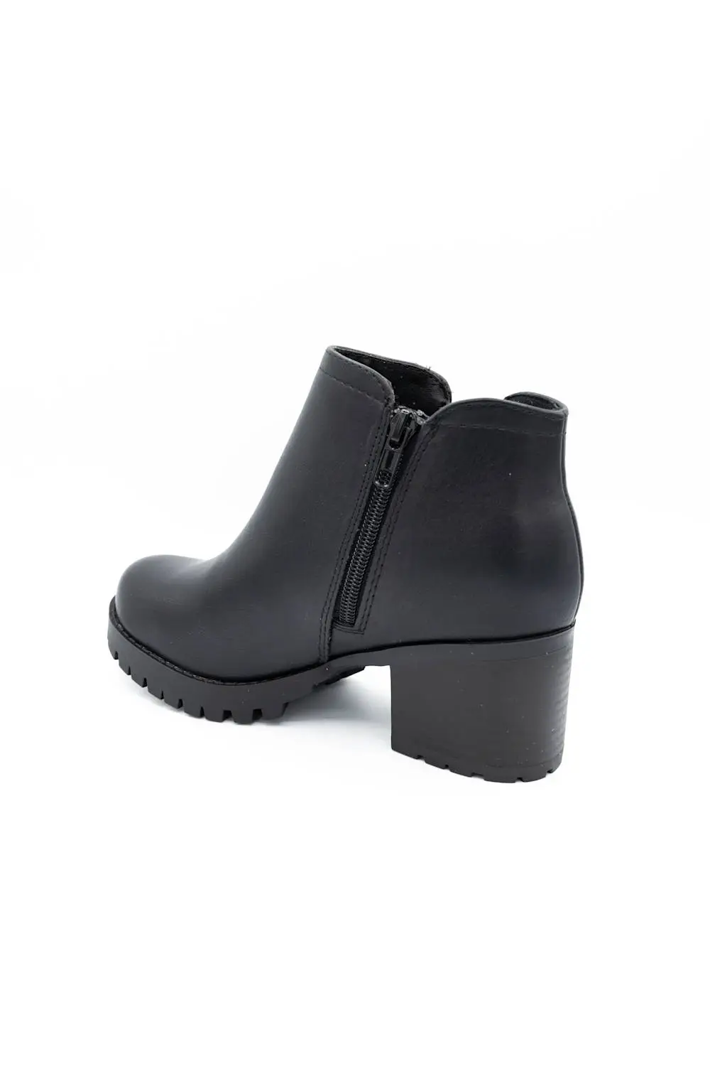 Lug Sole Suede Zip Entry Round Toe Bootie