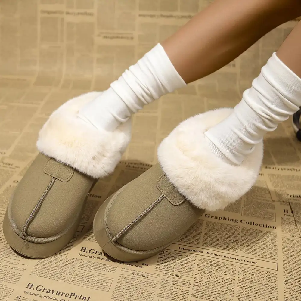 Fuzzy Platform Ankle Boots
