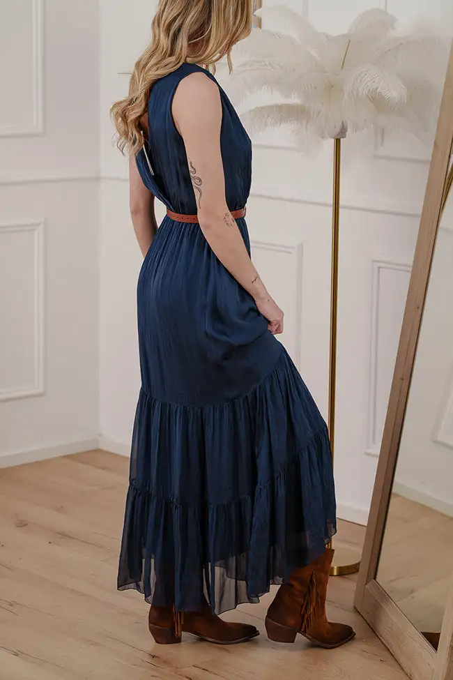 Polished Maxi V Neck Dress