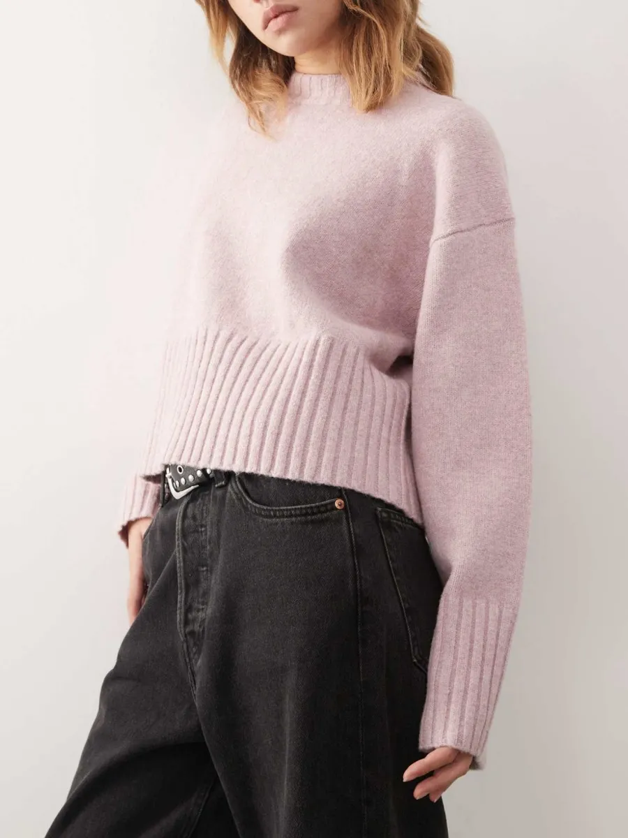 Ribbed Hem Dropped Shoulder Sweater
