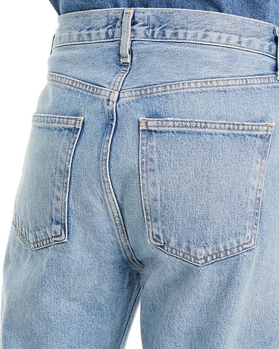 Ripped High Rise Straight Jeans in Threadbare