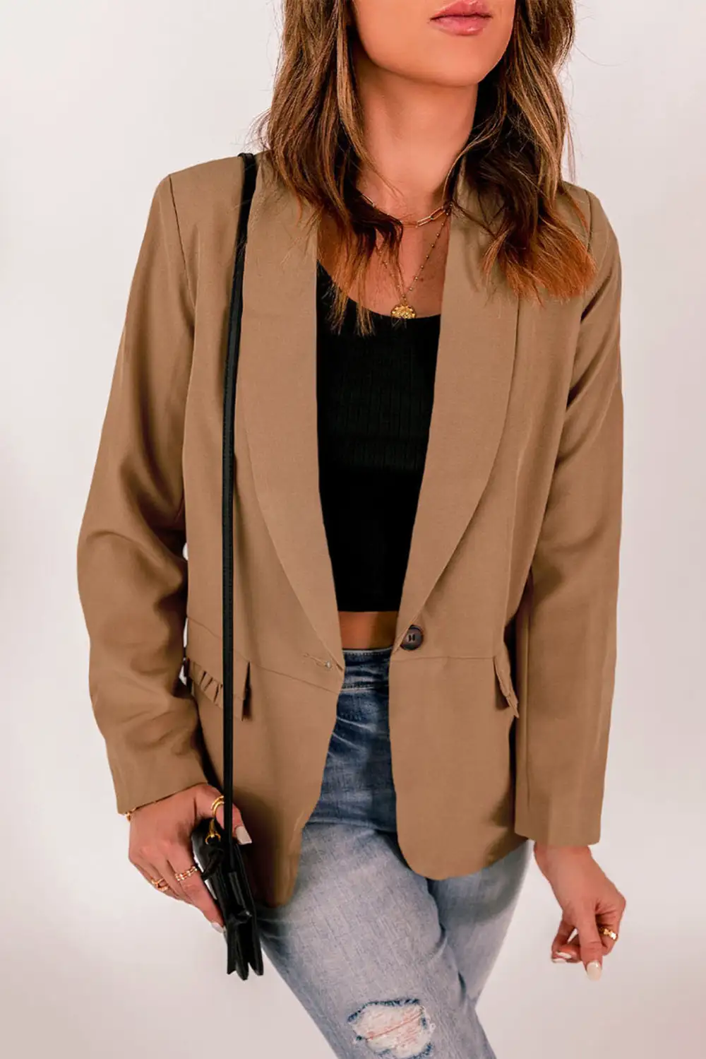 Lapel-Collar Button-Pocket Blazer
