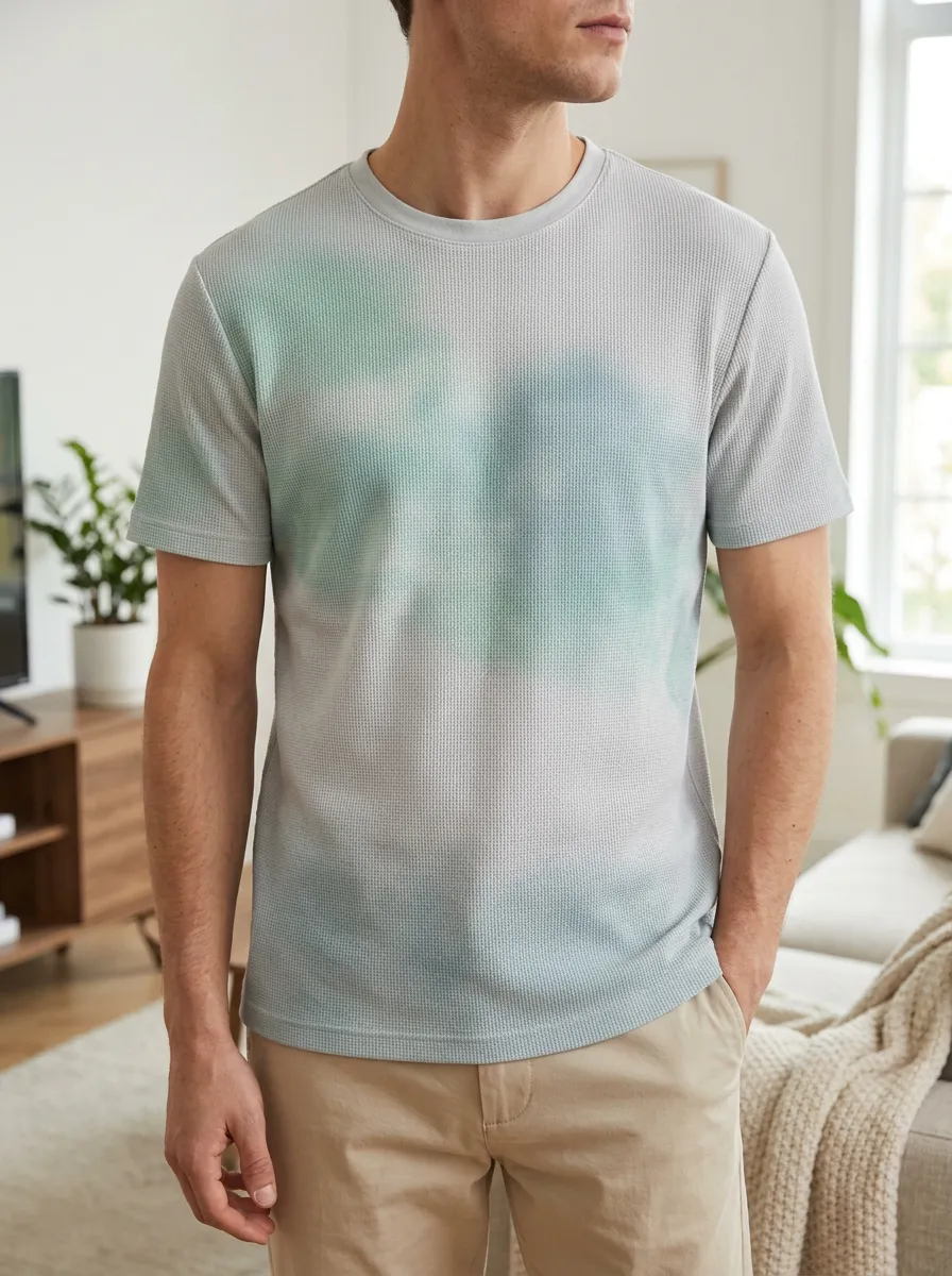 Men's Tie-dye Waffle Knit Studio Crew Neck T-Shirt