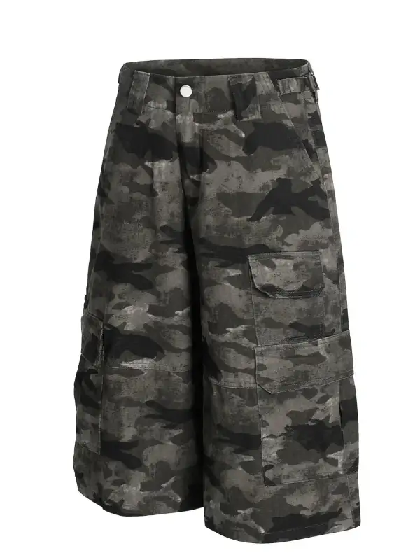 Minimal Utility Cotton Blend Casual Shorts