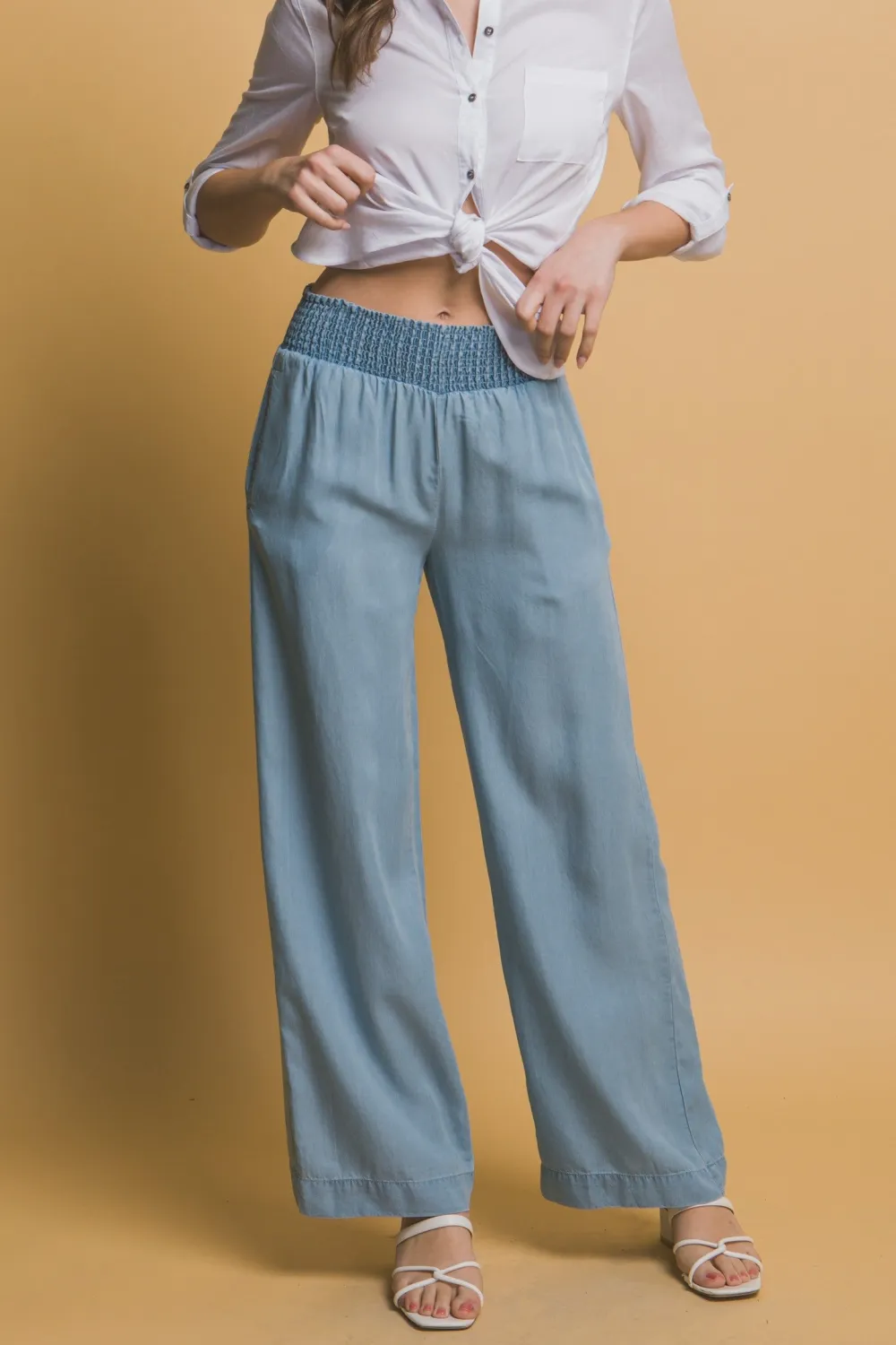 High Rise Smocked Pants