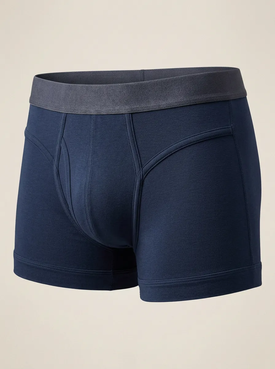 Men's Solid Navy Blue Comfortable Cotton Boxer Briefs