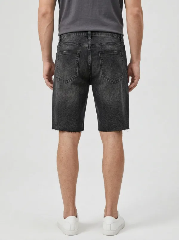 Men's Statement Distressed Raw Hem Street Inspired Distressed Denim Shorts