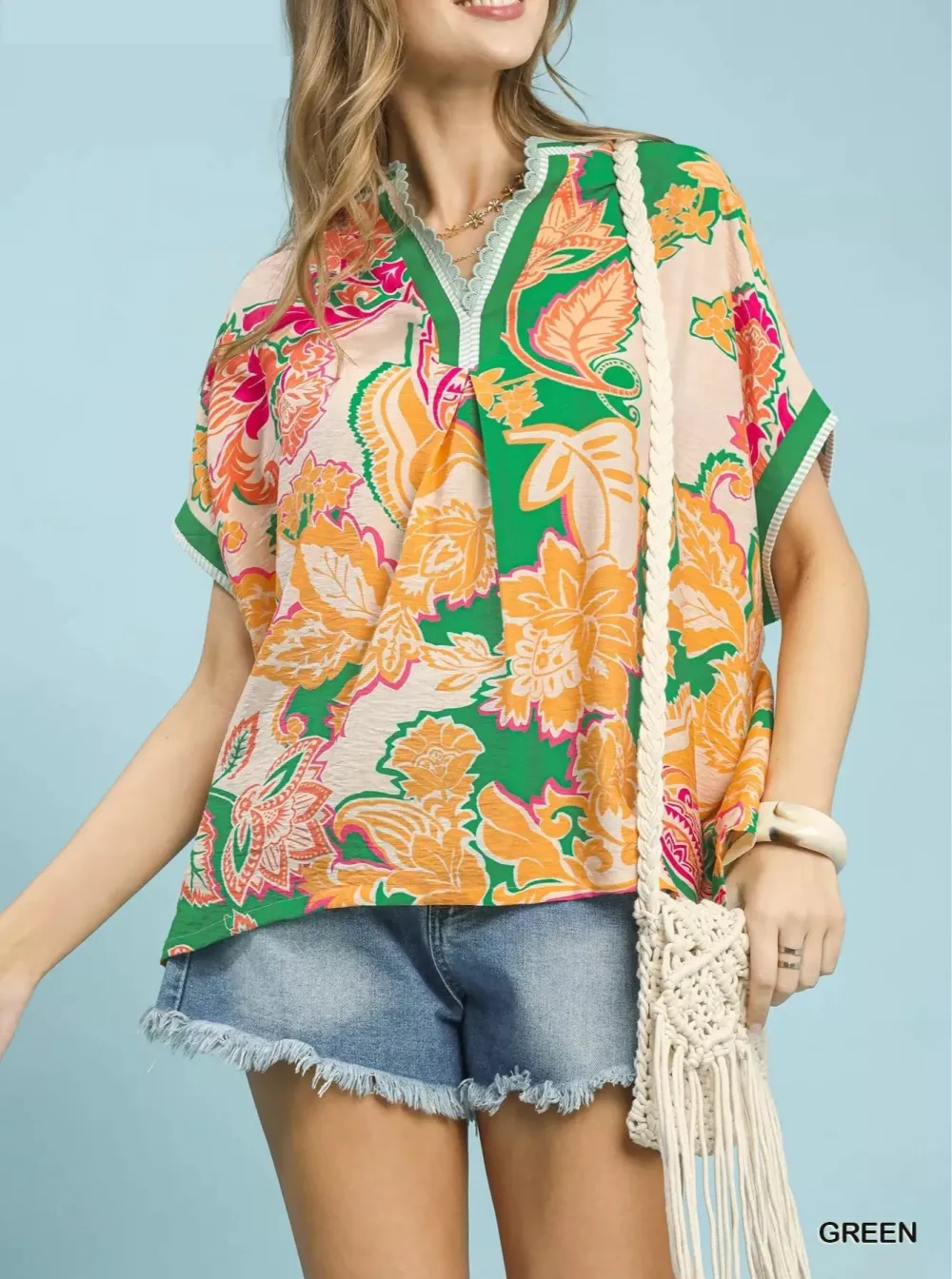 Abstract Print Oversized Top