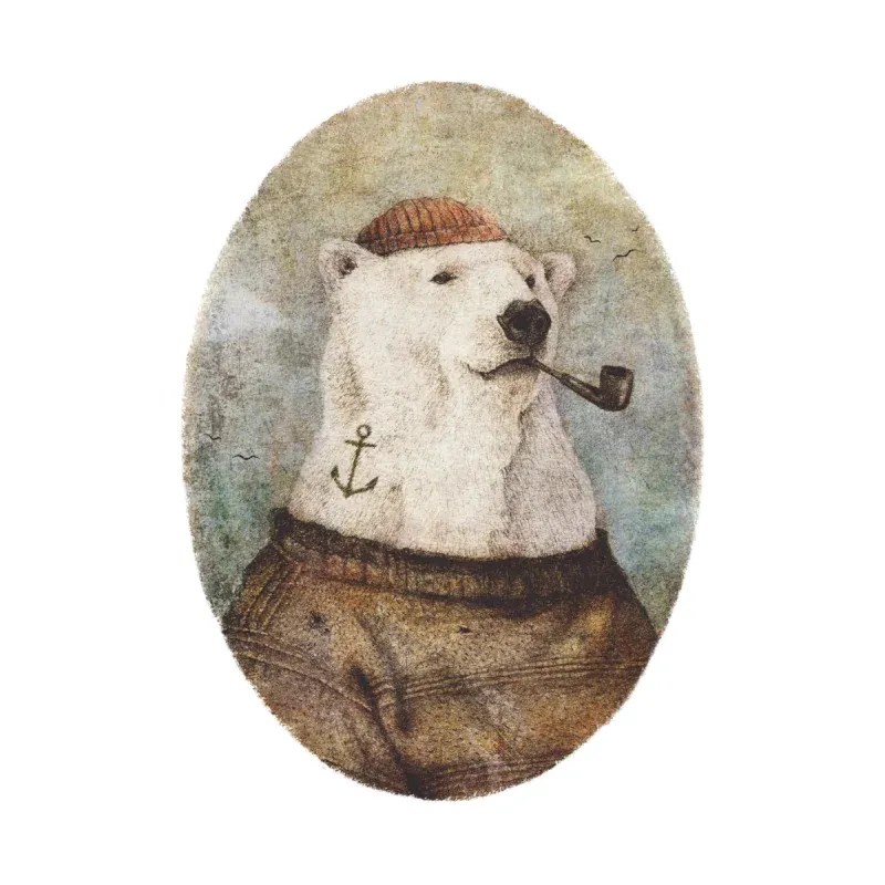 Arctic Bear Art Print Men's Round-Neck Long-Sleeved T-Shirt
