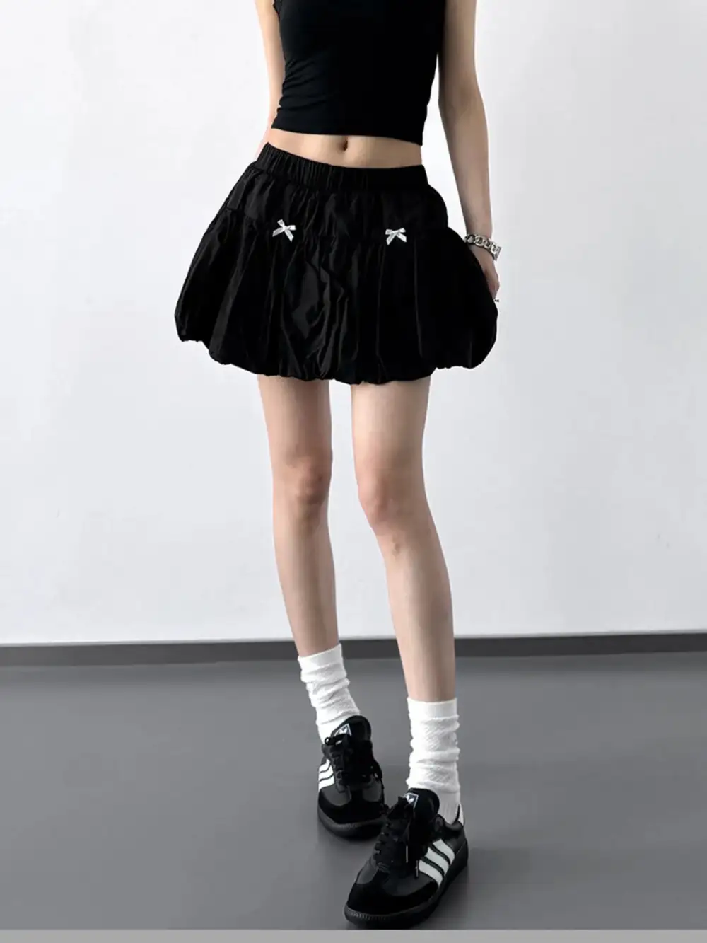 Open Ruched Bubble Skirt