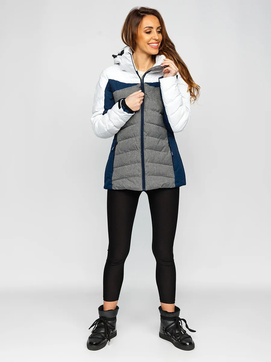 White women's winter jacket with hood