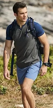 Mens Muscle Slim T Shirt V-Neck Henley