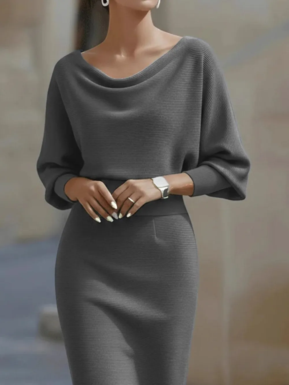 Clean Line Knit Sweater Dress