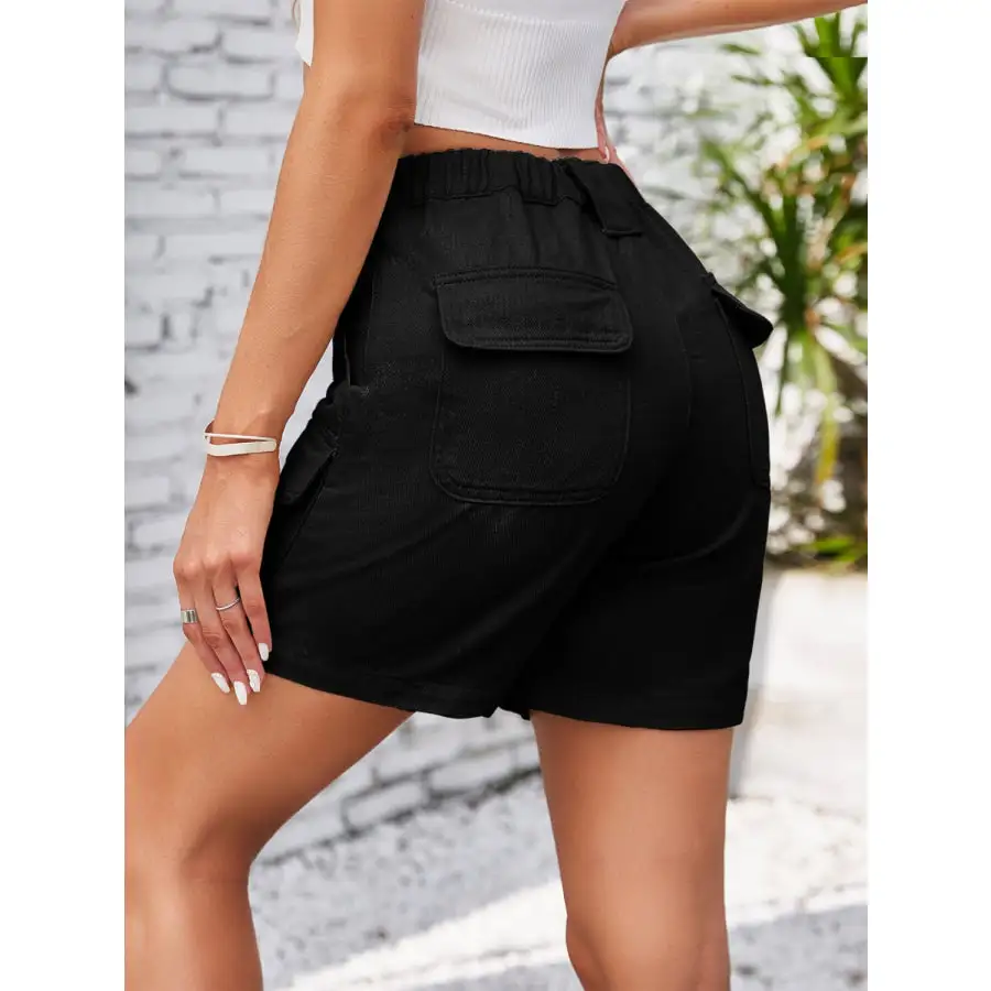 High Waist Washed Denim Shorts