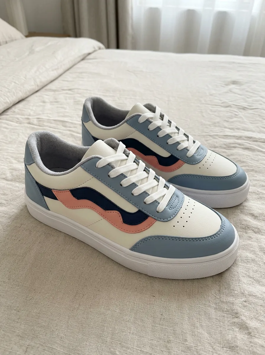 Women's Colorblock Wave Pattern Casual Printed Sneakers