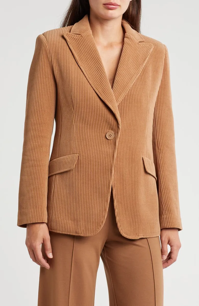 One-Button Corduroy Blazer