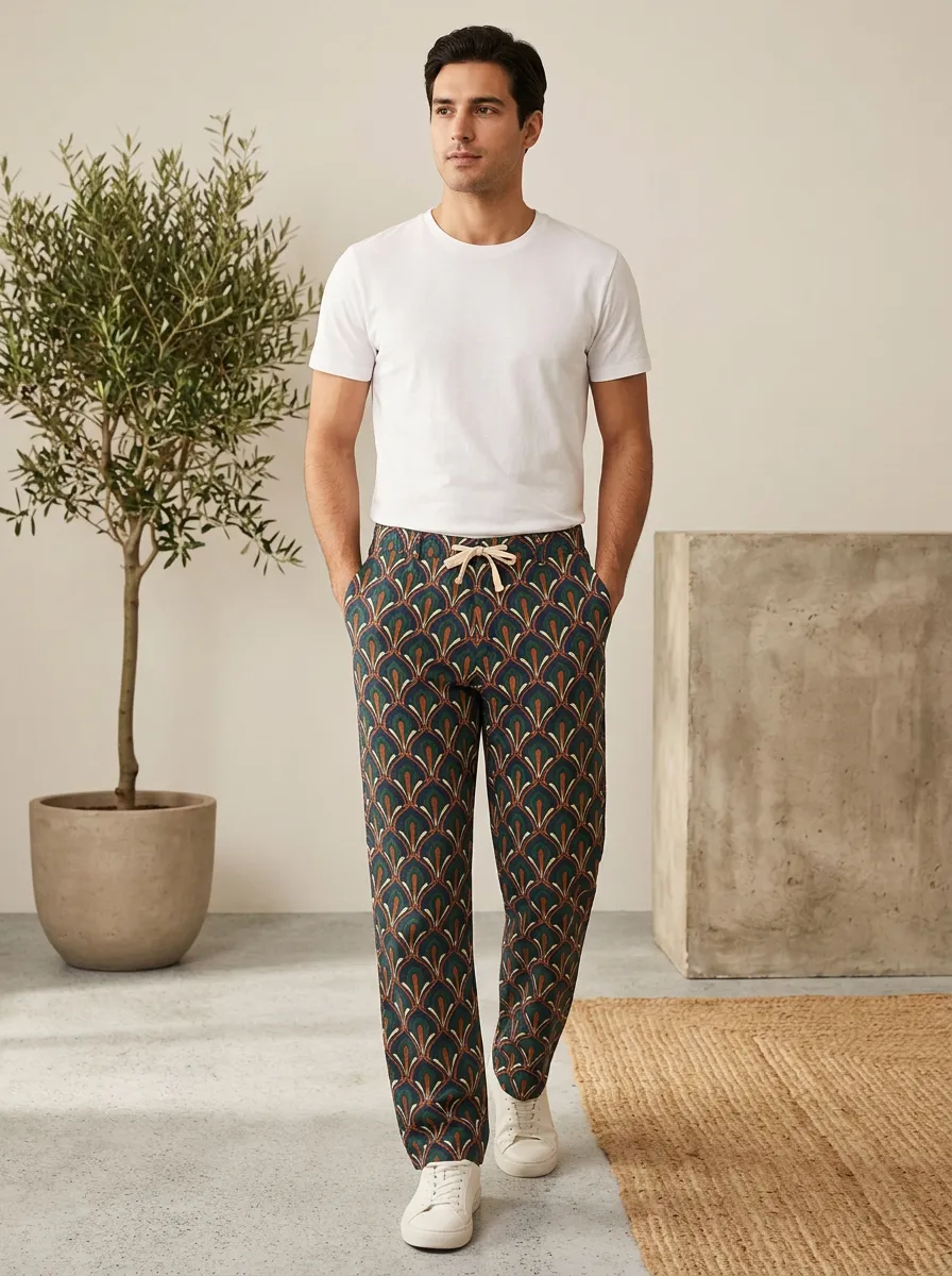 Men's Art Deco Boho Printed Pants
