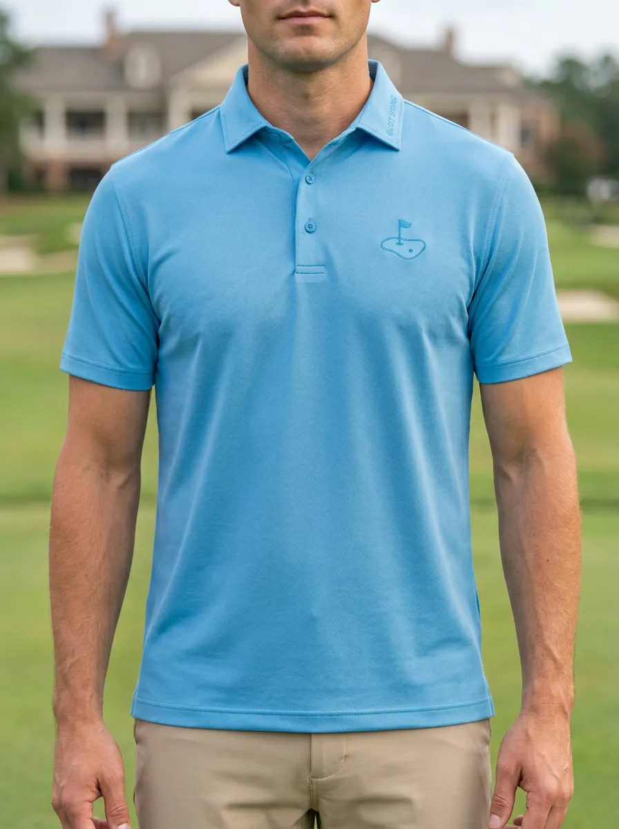 Lightweight Flag-Motif Embroidered Golf Polo Shirt